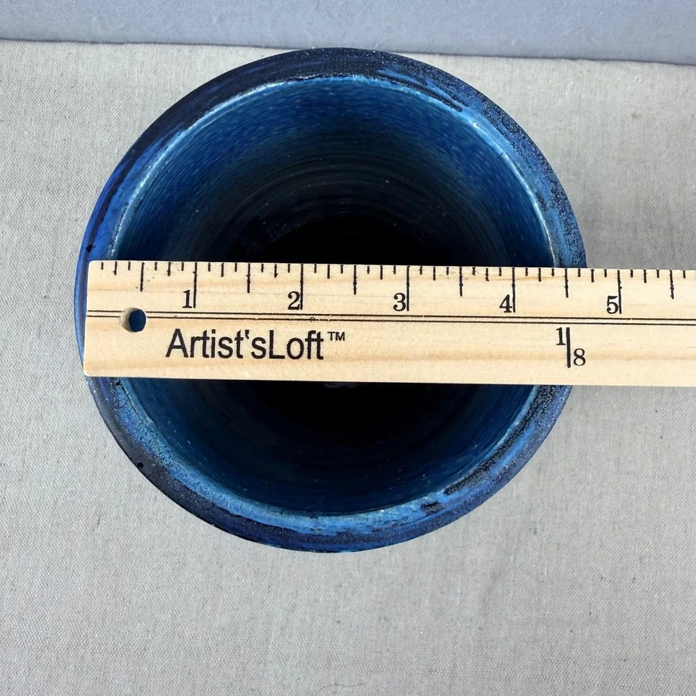 Vintage Bitossi‎ Rimini Blue Vase Aldo Londi Italy MCM Art Pottery 9.5